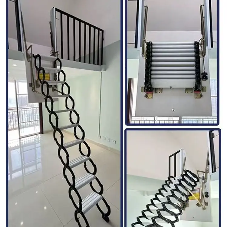 سلم منزلي قابل للسحب، سلالم تلسكوبية مثبتة على الجانب، سلم تلسكوبي، مثبت على الجانب، جزء داخلي مخفي #2