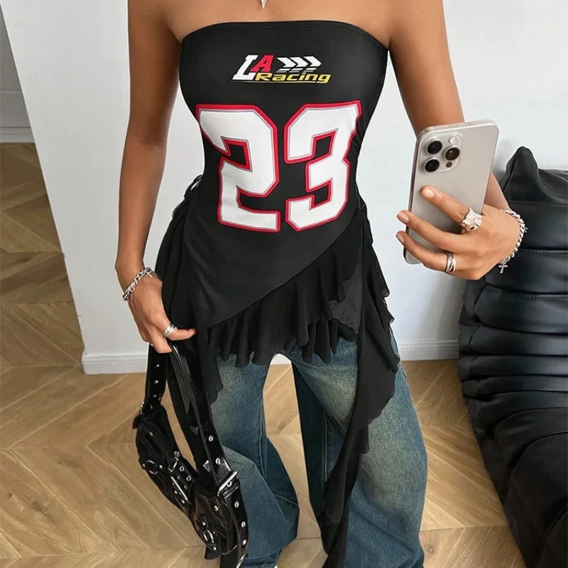 Лето 2025 г., сексуальный укороченный топ с открытой спиной y2k, жилет с круглым вырезом, укороченный топ, футболка, мягкий топ без бретелек, разноцветный вечерние сексуальный топ