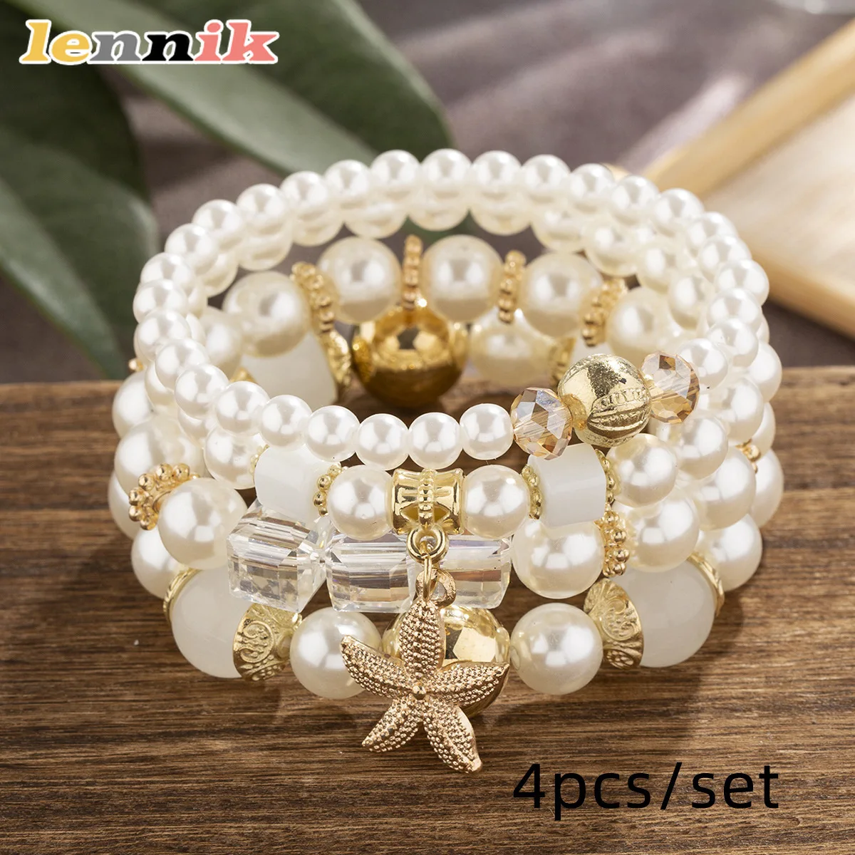 LENNIK Neues böhmisches Armband, mehrlagige Seesternperlen, kreativer Damen-Handschmuck, vielseitig für den Alltag/Urlaub, perfektes Geschenk