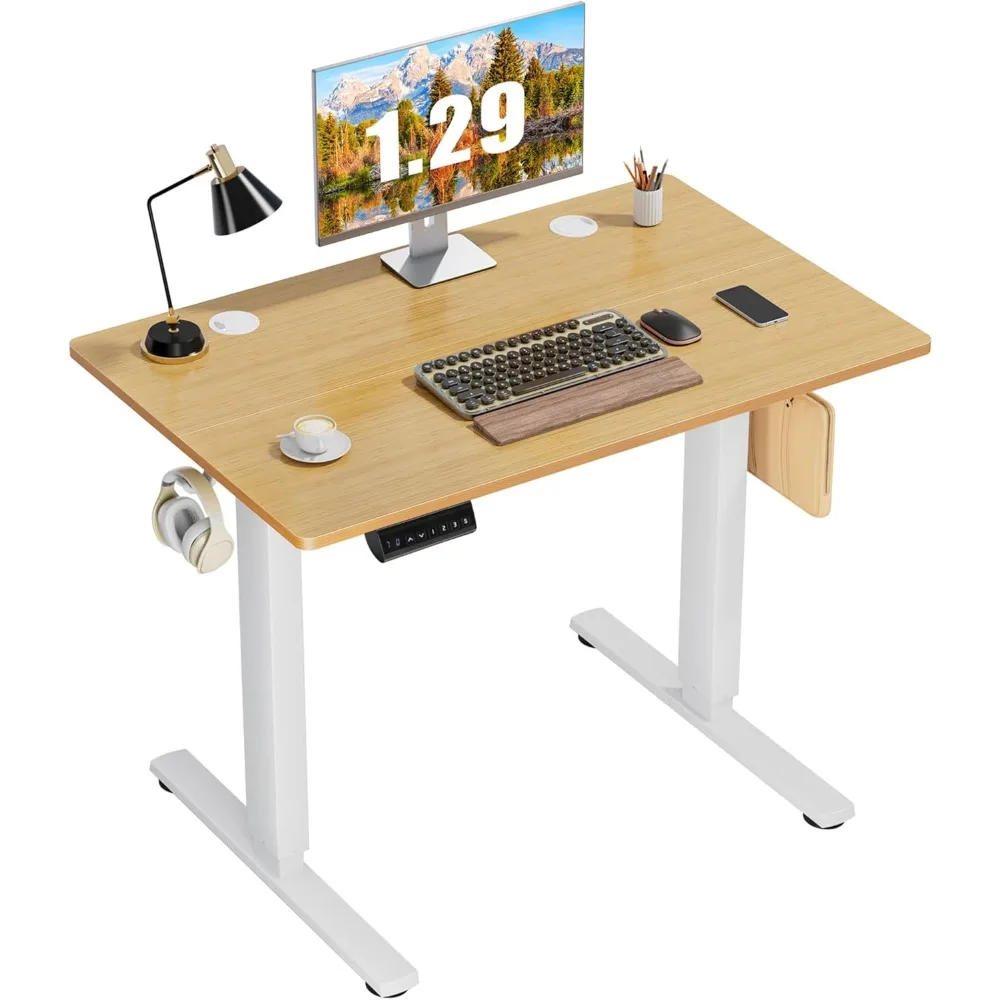 

Electric Adjustable Height Standing Desk - 40 x 24 inch Sit to Stand Up Desk with Splice Board, Rising Home Office Computer Tabl