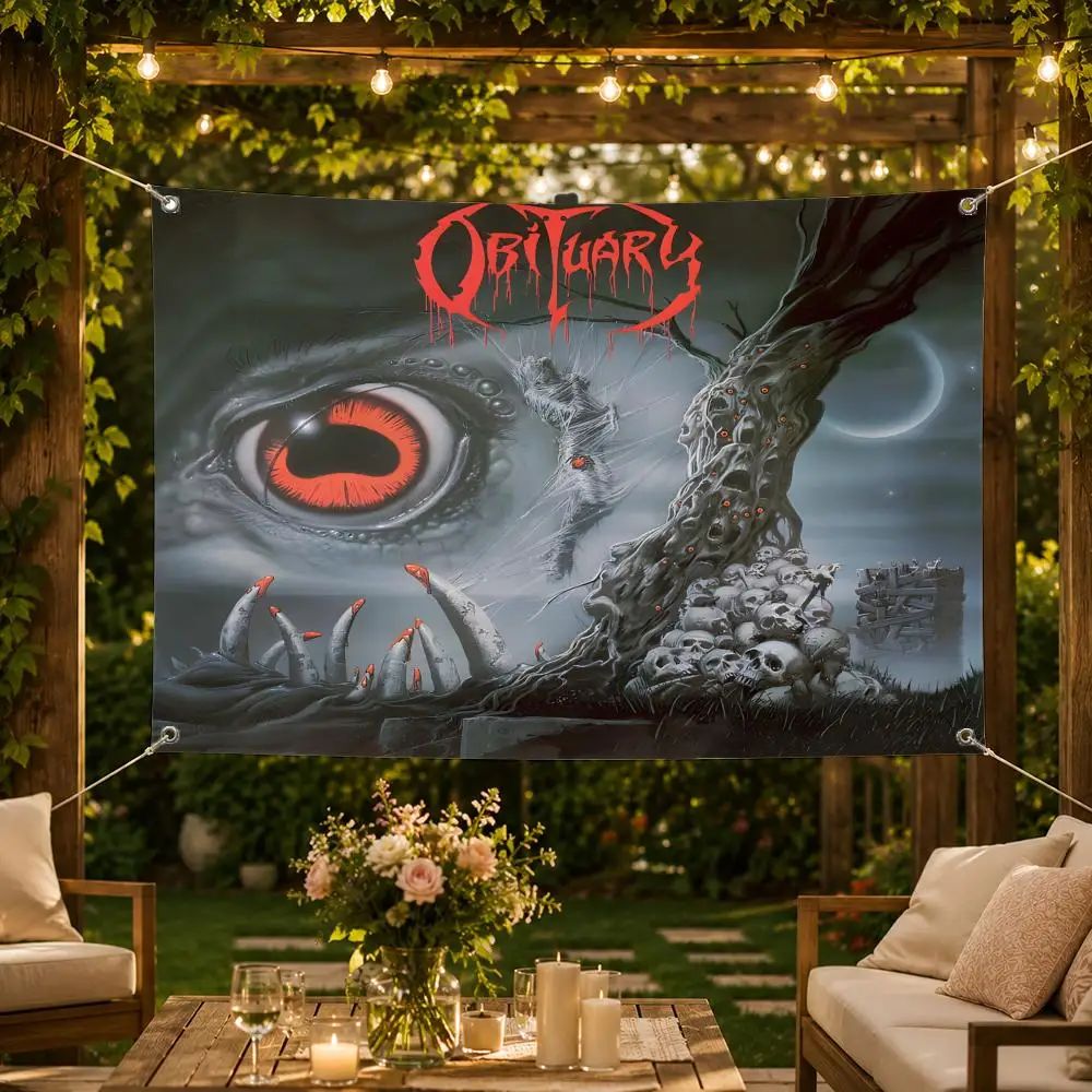 Death Metal Band O-ObituaryS Flags Washable Fade-Resistant Flag HD Print Lightweight Durable Indoor/Outdoor