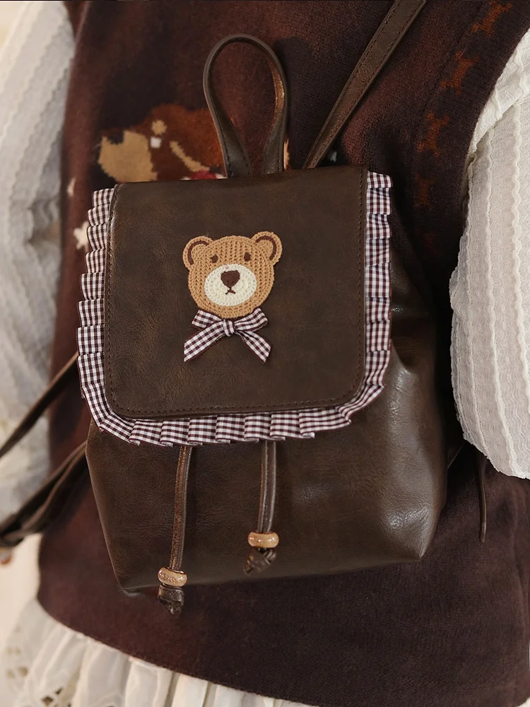 

Cute Brown Bapa for Women 2024 New Faion Retro Student Bapa Daily Travel Versatile Small Bag Sweet College Sle