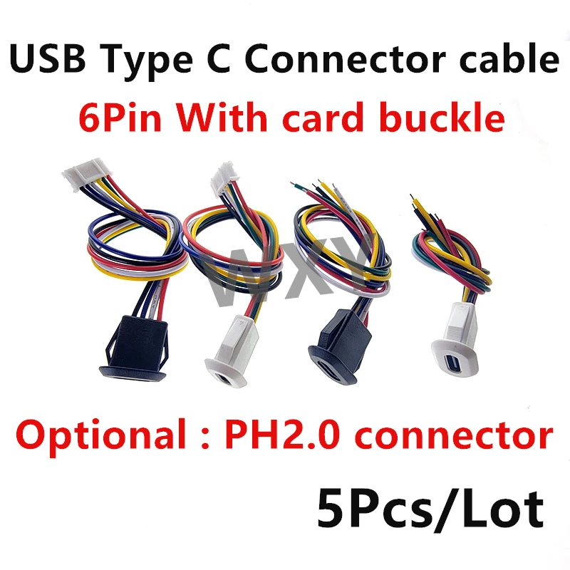 6Pin USB Type C Connector Jack Female With card buckle 3A High Current Charging Jack Port USB-C Charger Plug Socket 6P 