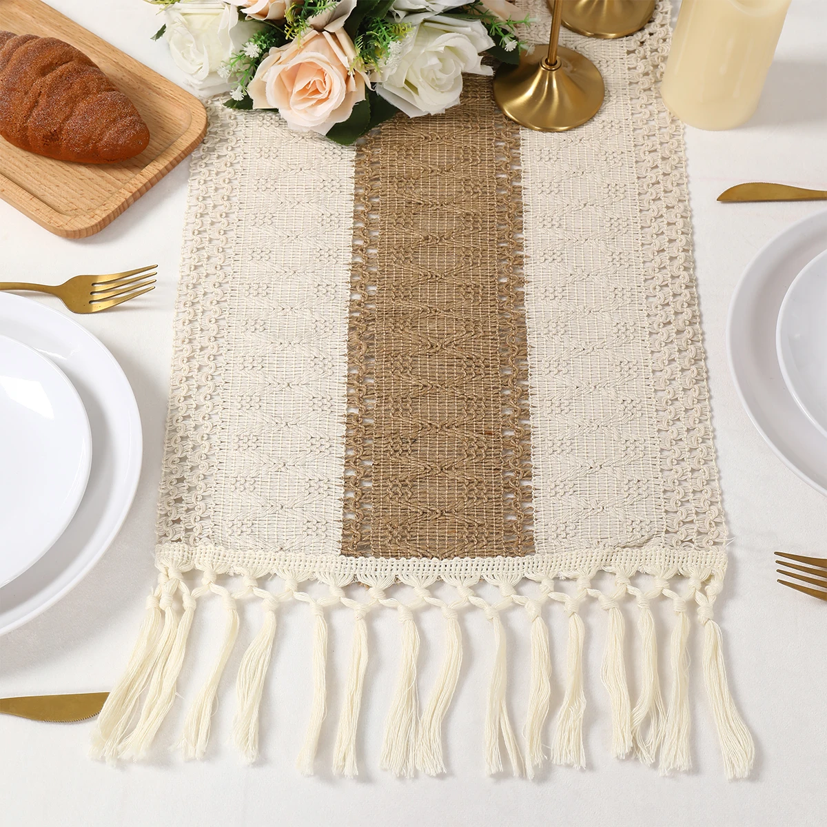 

Boho Table Runner for Summer Home Decor with Tassels Farmhouse Rustic Burlap Table Runner Table Decoration for Living Room