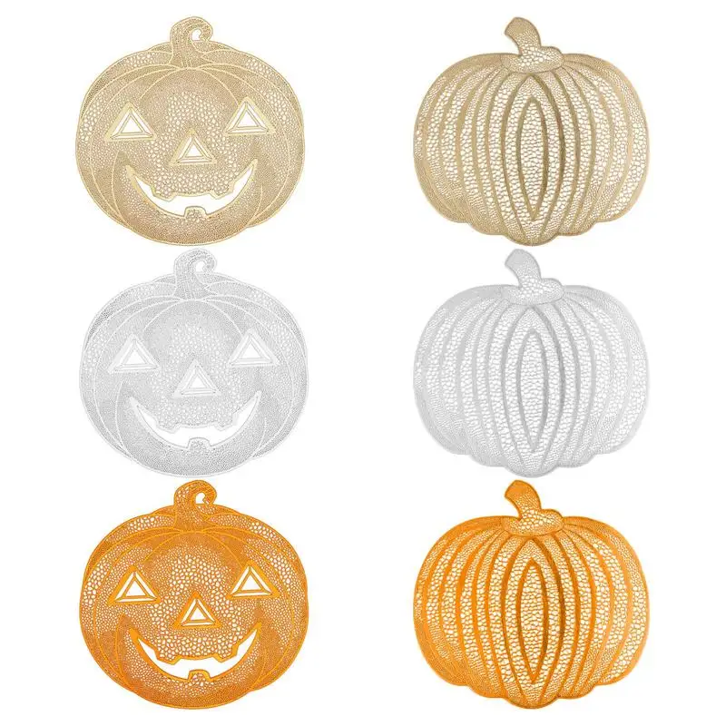 2pcs Halloween Pumpkin Placemats Fall Harvest Pumpkin Place Mats Simple Pumpkin Halloween DiningTable Decoration Mat