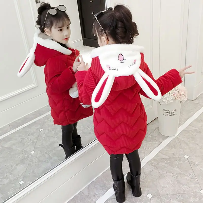 

Girls Winter Parka Jacket for Kids Comfortable Christmas Coat Teenage Outfit Comfort Casual Hooded Outerwear 4 9 12 13 14 Years