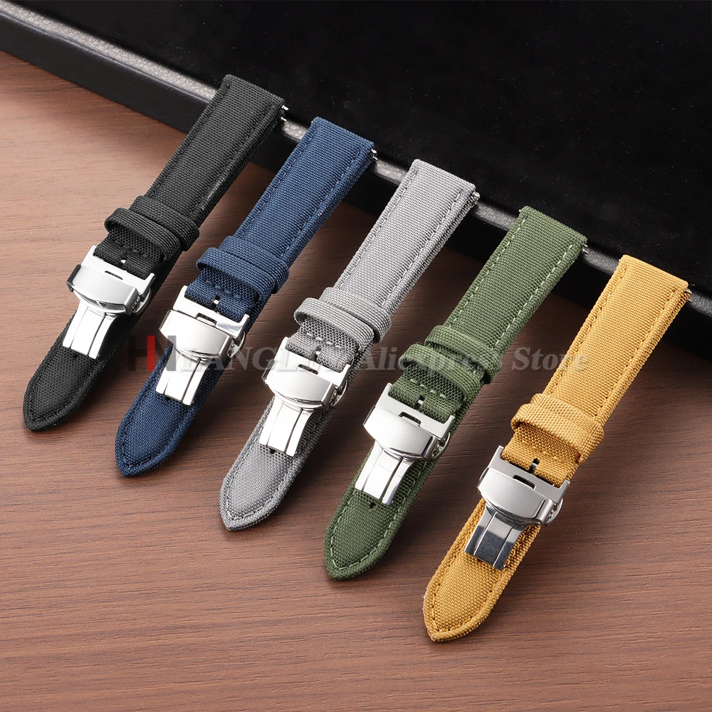 

Quick Release Nylon Sailcloth Watchband Replacement Watch Strap 20mm 22mm for Omega for Seiko Divers Business Butterfly Buckles