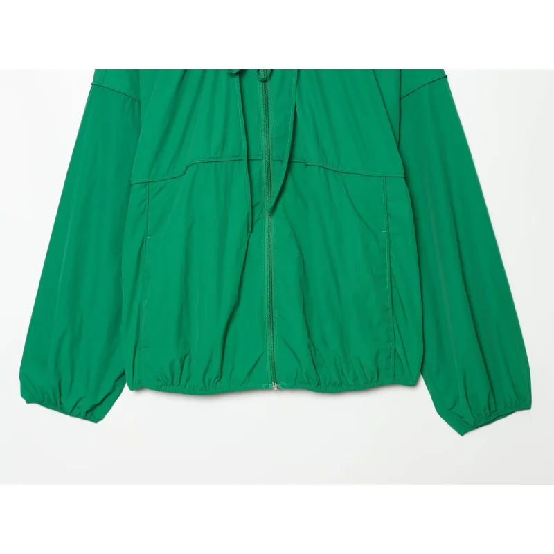2026 Damen Langarm-Oberbekleidung mit Hohem Kragen und Verstellbarem Kordelzug Frühling Herbst Neuer Stil Damen-Kapuzenjacke Locker Geschnitten – Detail 9