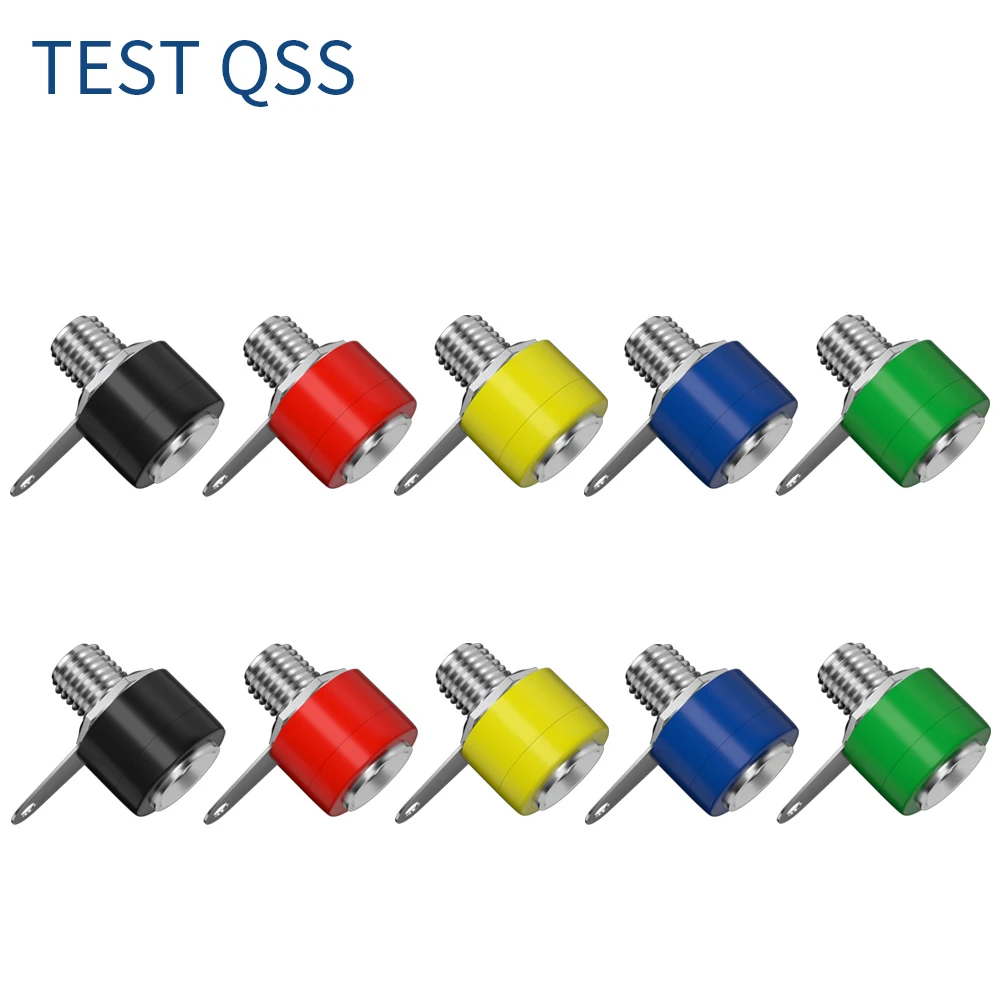 

QSS 10PCS 4MM Banana Socket Binding Post Nut Banana Plug Jack Electrical Connector Terminal Test Hole DIY Parts Q.40011