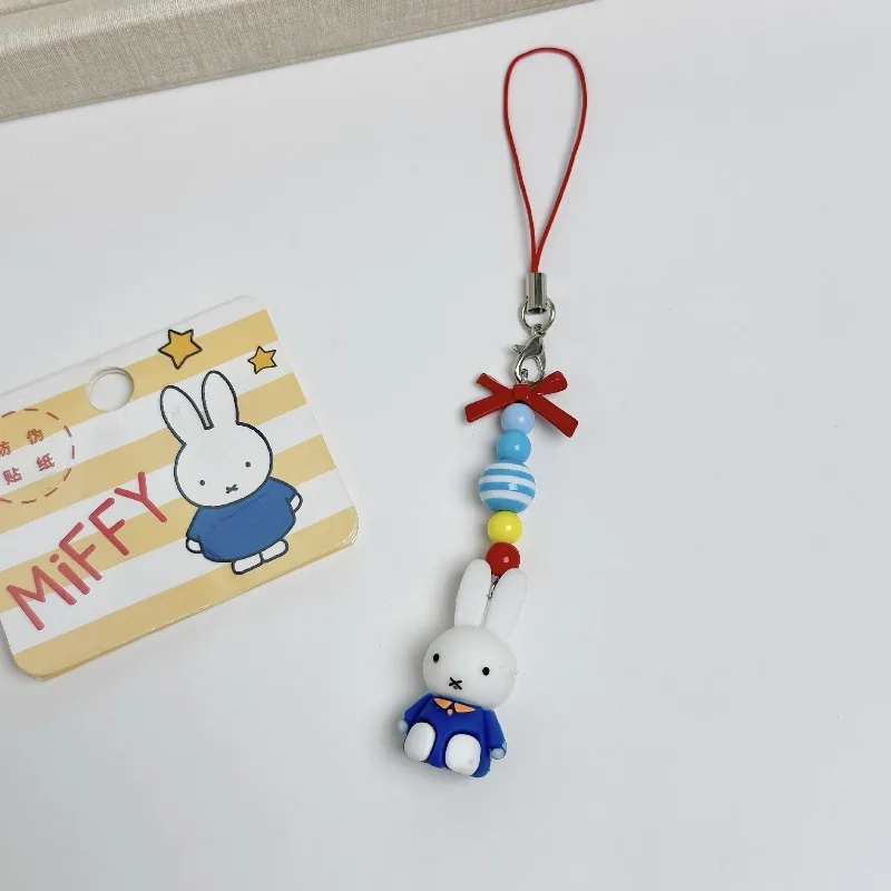 Hot Cartoon Miffy Series Creativity Backpack Keychain Cute Artistic Retro Exquisite Bowknot Rabbit Pendant Gifts