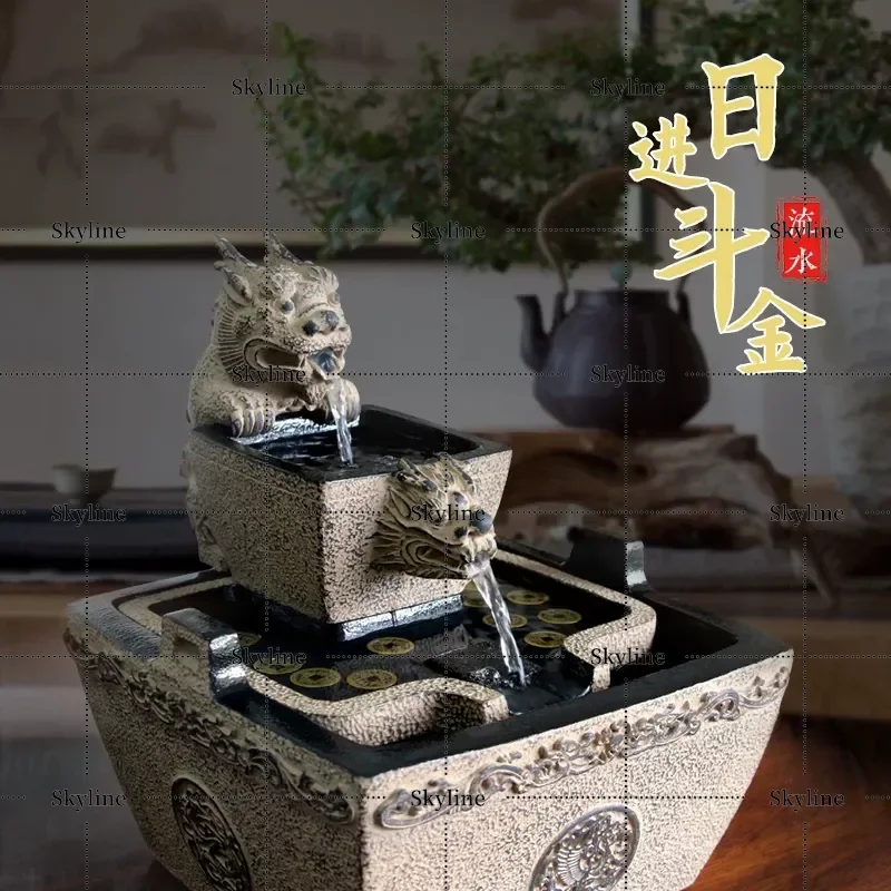 for Lucky Water Ornament High End Tea Room Office Desktop Circulating Fountain Wealth Decoration Daily Gold Opening Gift