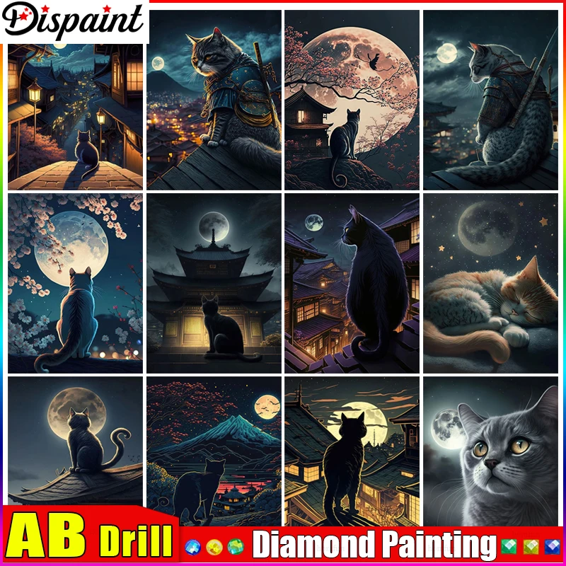 

Dispaint AB 5d алмазная живопись полная квадратная/круглая "кошачье дерево лунный дом" картина горный хрусталь DIY Алмазная вышивка домашний декор