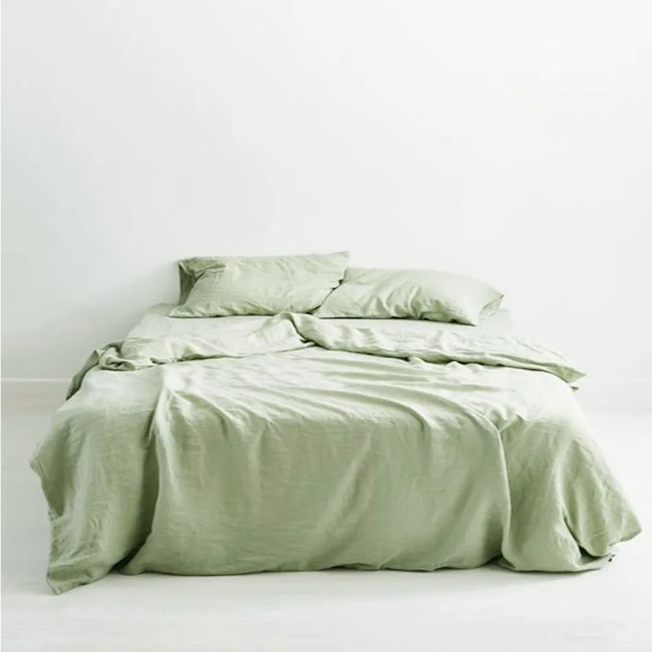 

Pure Linen Bed Sheets Pillowcase Stone Washed France Linen Solid Color Breathable Home Textiles Bedding