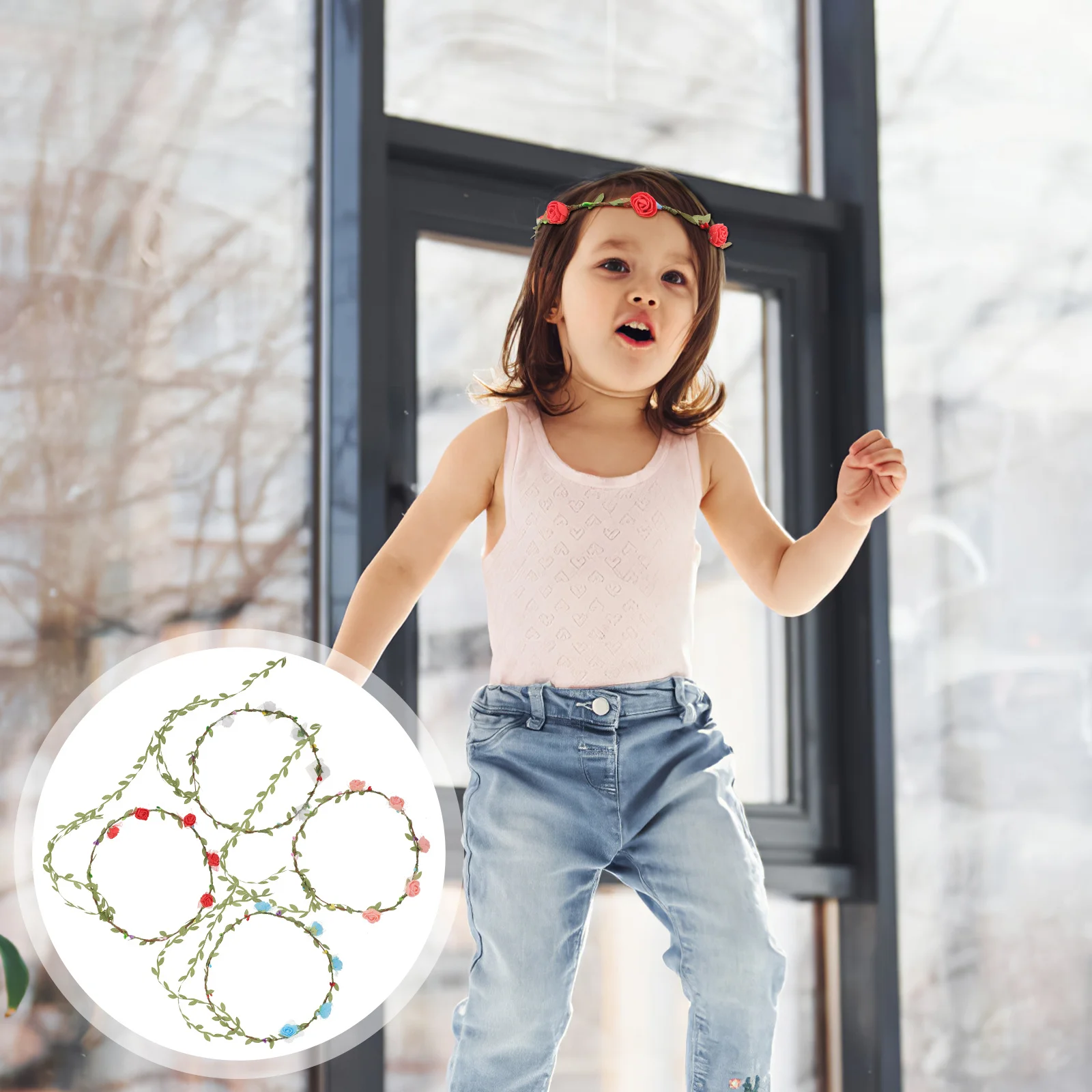 

4Pcs Flower Headband Light Weight Womens Hairbands for Wedding Birthday Party Bridal Hair Accessories Flower Hair Garland