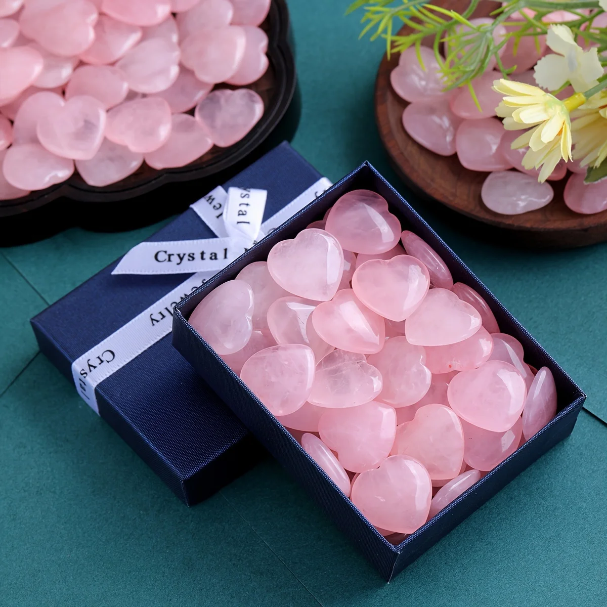 Cœur en quartz rose, pierres naturelles polies, pierres de guérison, spécimen de gravier, cadeau de saint-valentin pour fille, 20/30/50 pièces