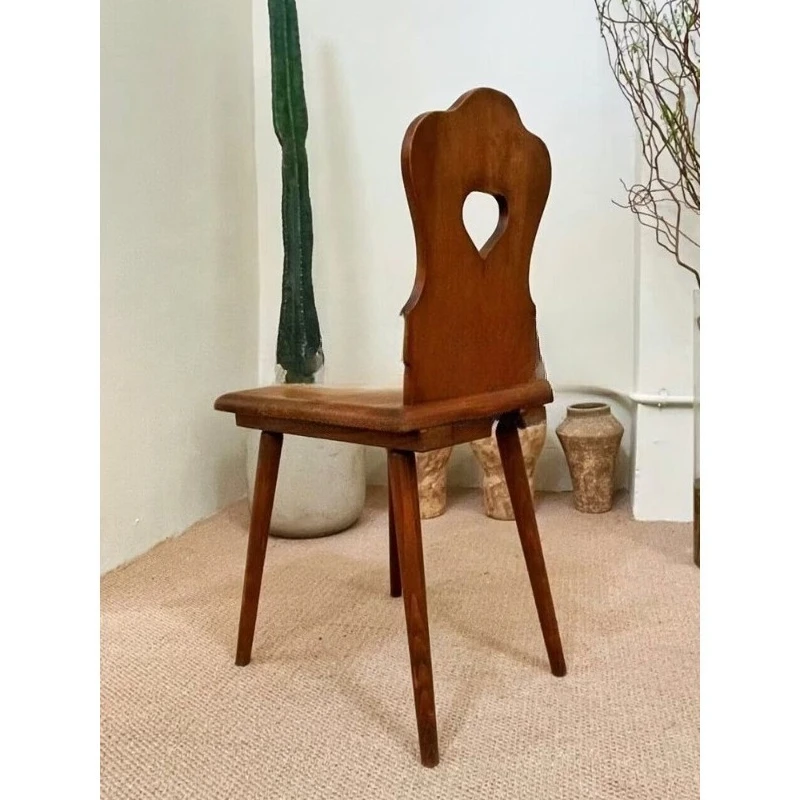 Retro all-solid wood dining table and chairs French designer negotiation chair Special-shaped medieval chair