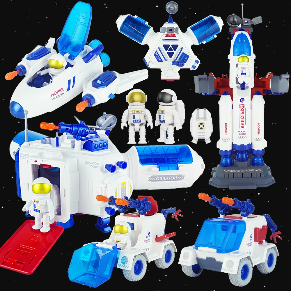 Science Adventure Spaceship With Lights And Blast Off Sound Effects Toy Return Cabin Rocket Ship Space Shuttle Boy Birthday Gift