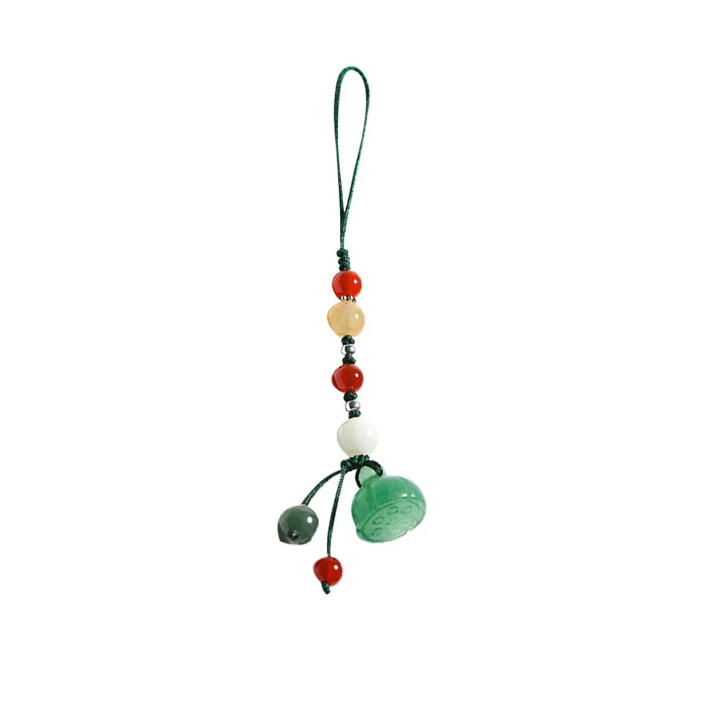 

1Pcs Jade Agate Lotus Seed Pendant Vintage Wrist Strap Cellphone Strap Short Phone Lanyard Keychain Decorative Hanging Pendant
