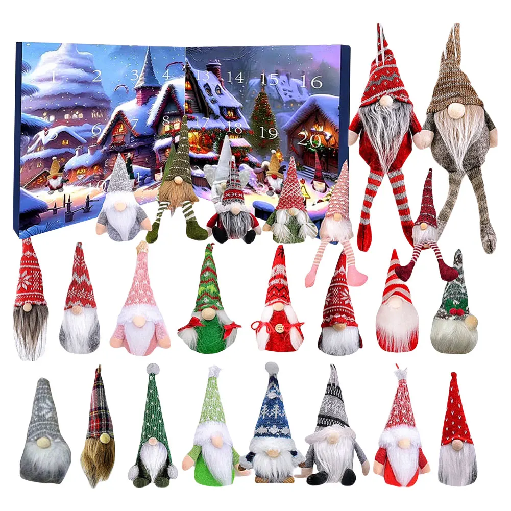 Calendrier de l'Avent Gnome de Noël 2025, cadeau de compte à rebours de 24 jours pour Noël avec pendentifs et ornements sur le thème de Gnome pour garçons et filles