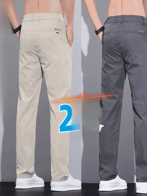 

Ice Silk Thin Qui Dry Straight Leg Men's Summer Elastic Waist Lightweight Breathable Busin Casual Pants