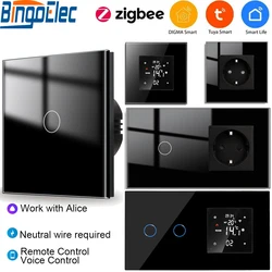 Zigbee 1/2/3Gang Smart Touch switch e presa a muro Zigbee/prese USB termostato intelligente Tuya Smart Life App Control