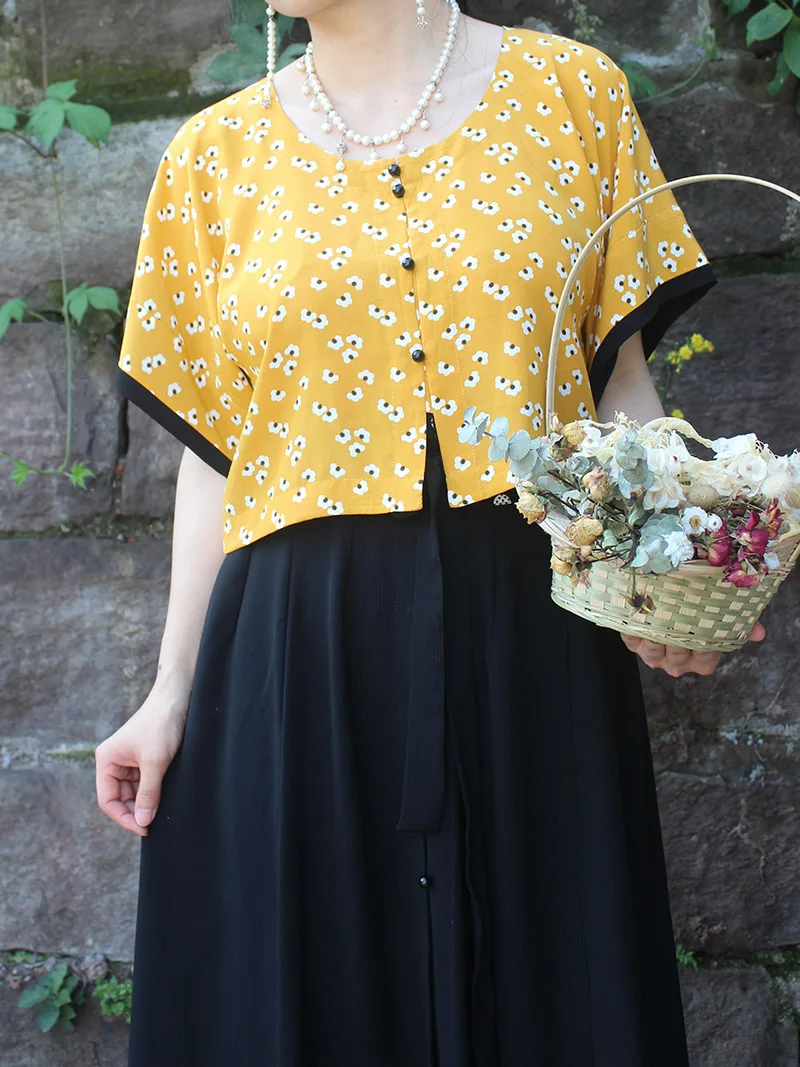 

Черная хлопковая юбка-танчун из аммиачного шелка с принтом, в стиле Ханьфу, с восемью оборками, традиционная китайская женская одежда