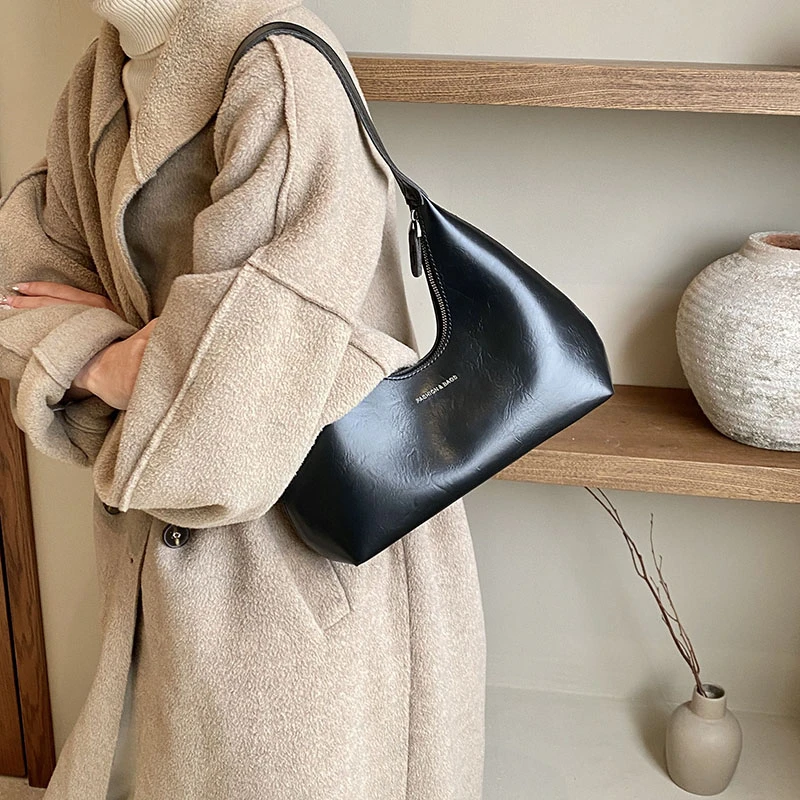 

Fashion Shoulder Bags for Women PU Leather Half Moon Underarm Bag Female Single Handbags Ladies 2024 Trend Autumn Winter Trend