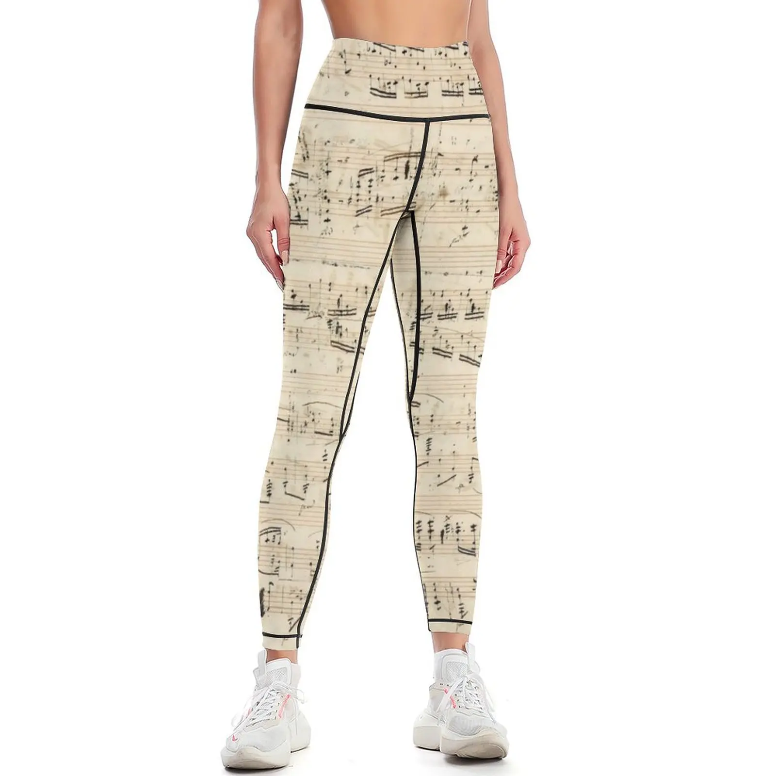 

Antique Sheet Music Chopin Manuscript Leggings gym sportswear woman workout shorts Womens Leggings