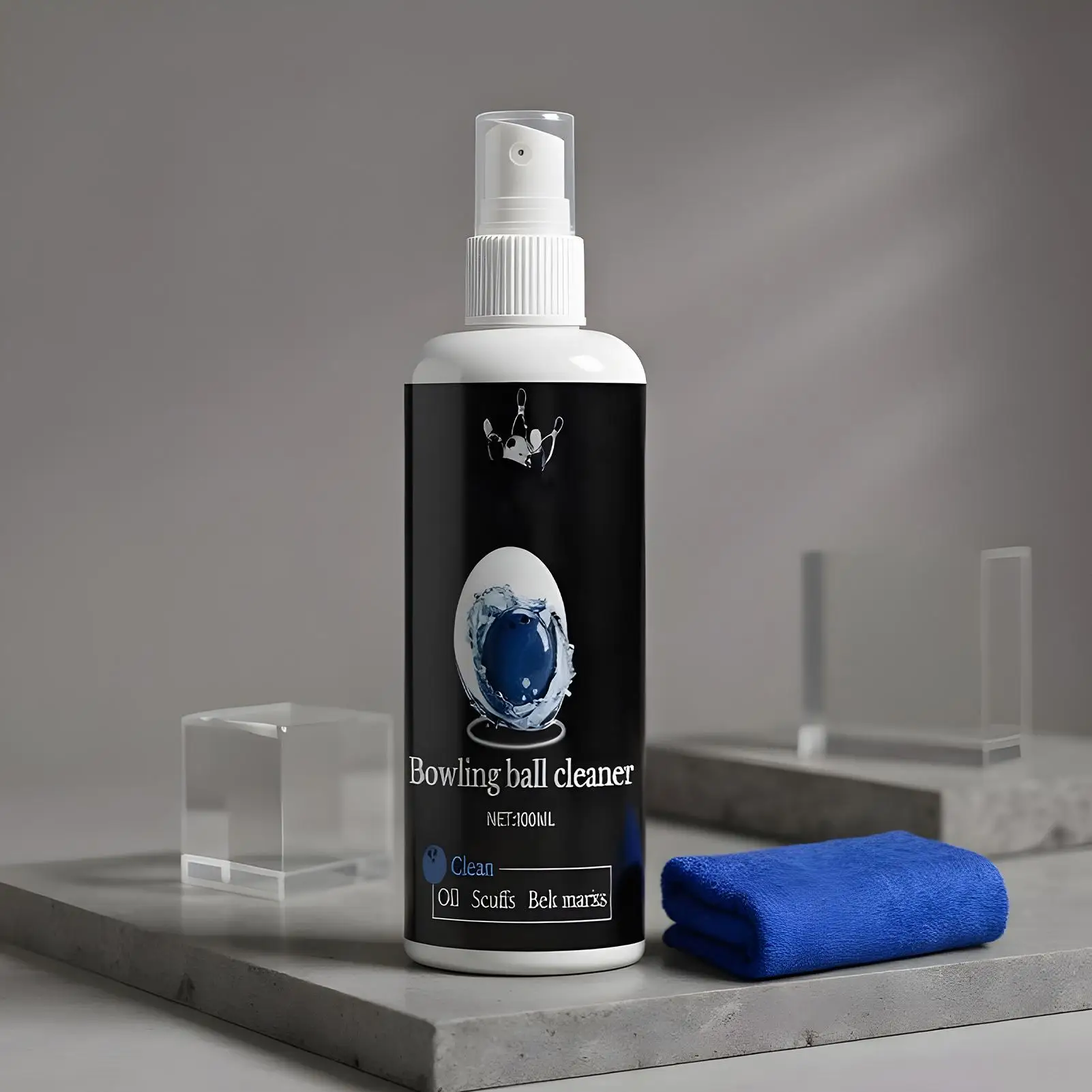 100ml Bowling Ball Cleaner Spray PolishCleaning Spray with Towel Bowling Ball Accessories for Gym Beginners Bowlers