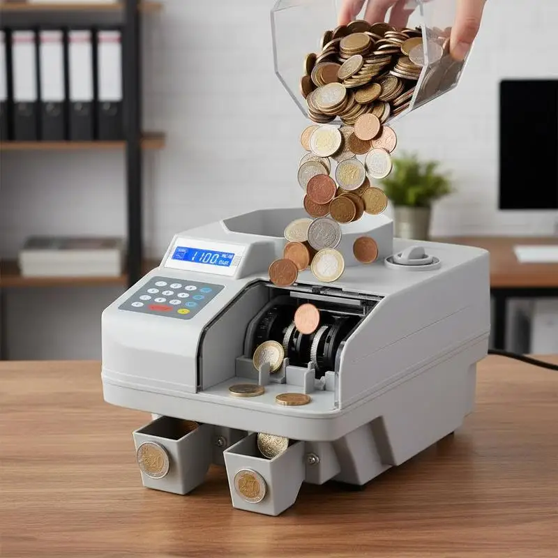 Compteur/trieur de pièces de monnaie avec écran LED pour jusqu'à 11 000 pièces, machine de comptage automatique de monnaie/pièces de monnaie adaptée aux pièces de monnaie et aux jetons internationaux