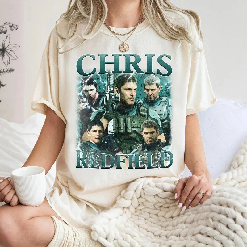 Chris Redfield Gaming Printed Women's T-shirt Fashion Trend Top Spring/Summer Pure Cotton Unisex Short Sleeve T-shirt