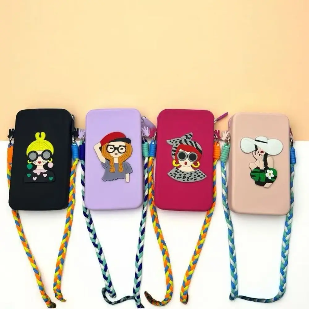 

Portable Waterproof Silicone Crossbody Bag Anti-lost Zpper Mobile Phone Bag Lightweight Large Capacity Makeup Storage Bag Daily