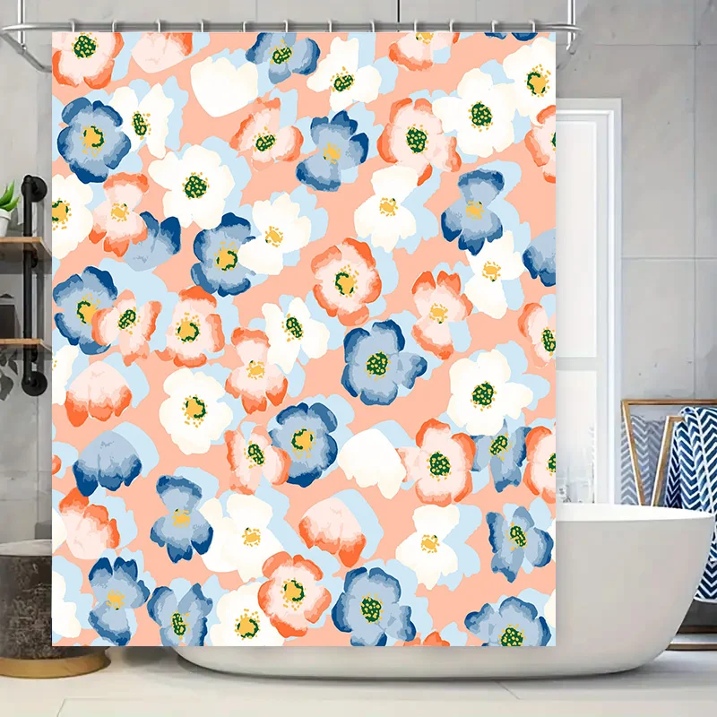 

Очаровательная занавеска для душа с цветочным принтом, водонепроницаемый декор для ванной комнаты для украшения дома