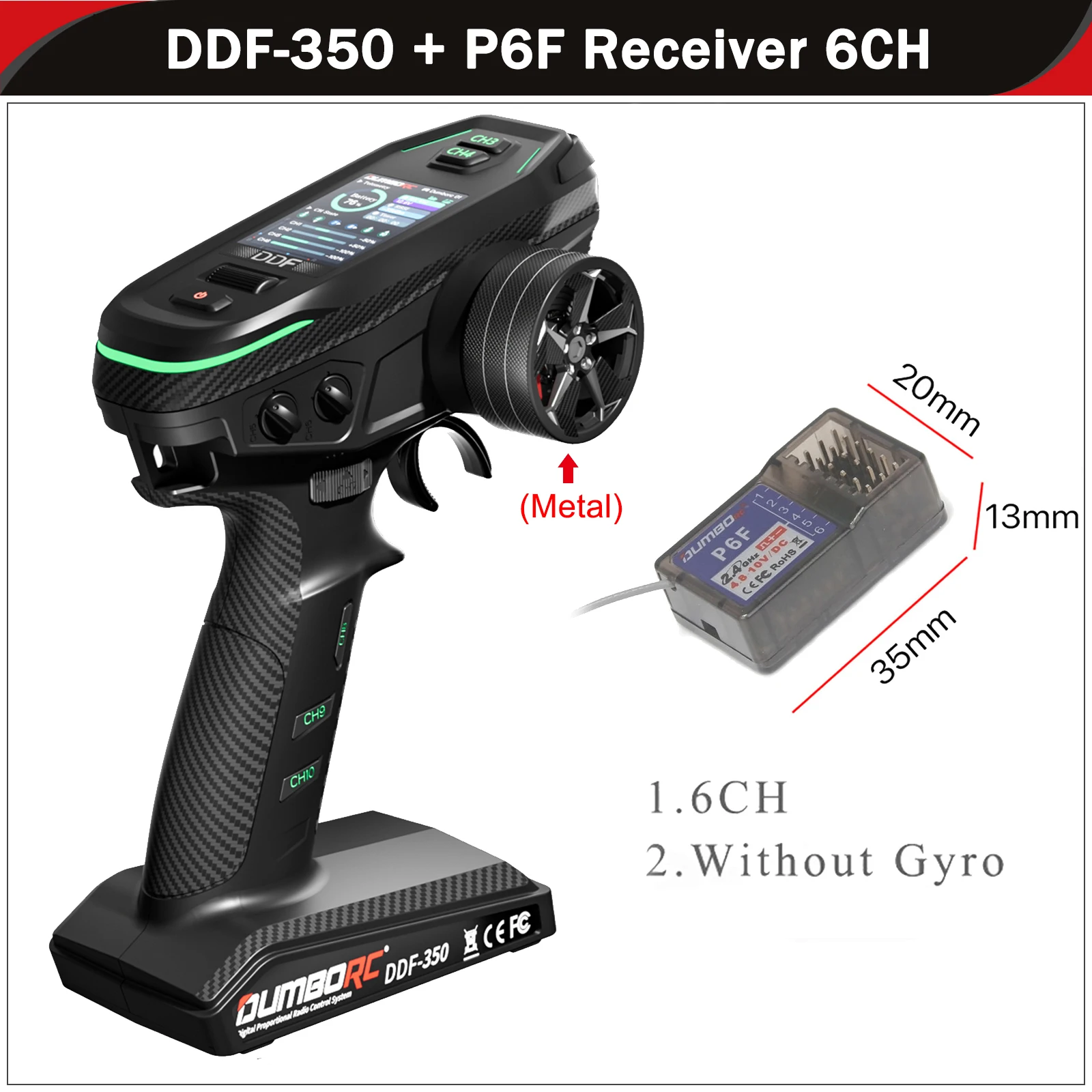 DUMBORC DDF-350 10CH 2,4G Digital Sender Fernbedienung HD Bildschirm 4/6/10 Kanal Gyro Empfänger für RC Auto Tank Boot Roboter