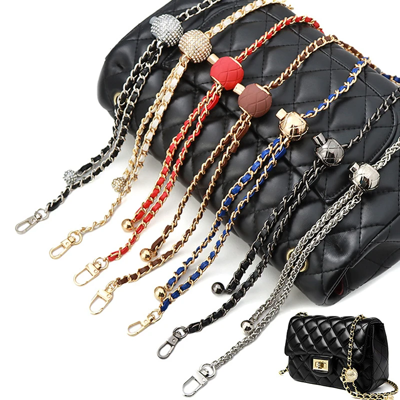 120CM Purse Chain Strap Crossbody Handbag Chains Replacement Leather Shoulder Bag Chain Straps Chic Golden Ball Bag Accessories