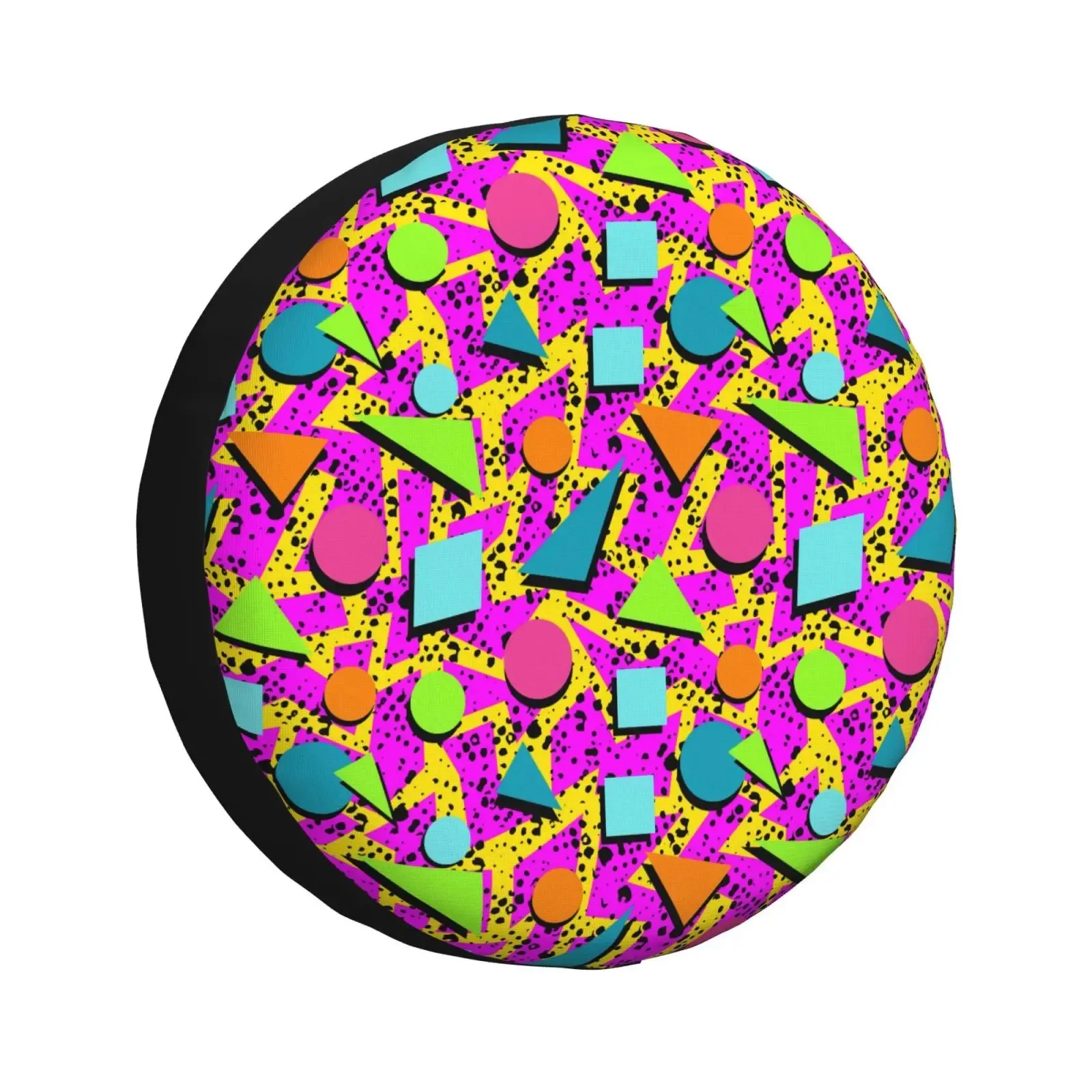90s Retro Geometric Pattern Tire Cover Custom 80s Memphis Style Spare Wheel Protector 4x4 SUV