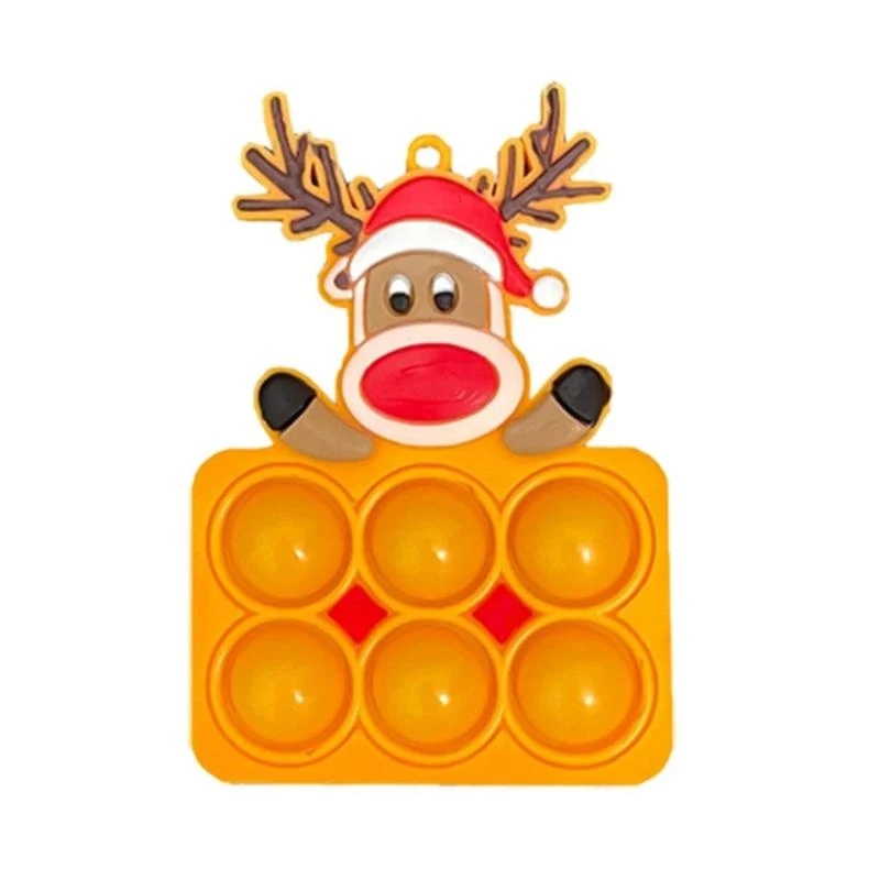 090B Cartoon Christmas Keychain Push Bubble Keychain Antistress Toy
