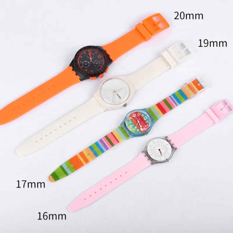 Silicone Watch Band 16mm 17mm 19mm 20mm for Swatch Waterproof Colorful Rubber Strap Men Women Sport Band Accessories Bracelet