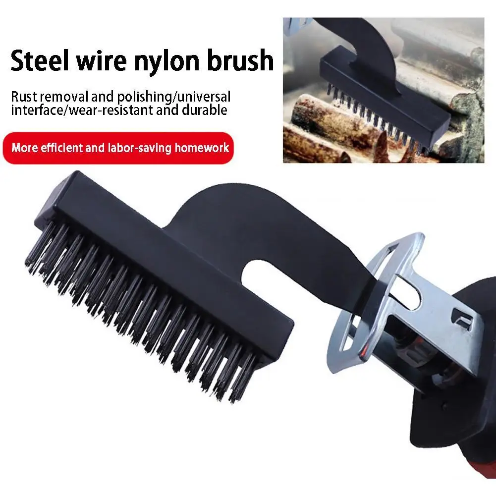 Electric Cleaning Brush Saber Saw Reciprocating Saw Universal Wire Nylon Brush Head Rust Removal Grinding Paint Cleaning Tools