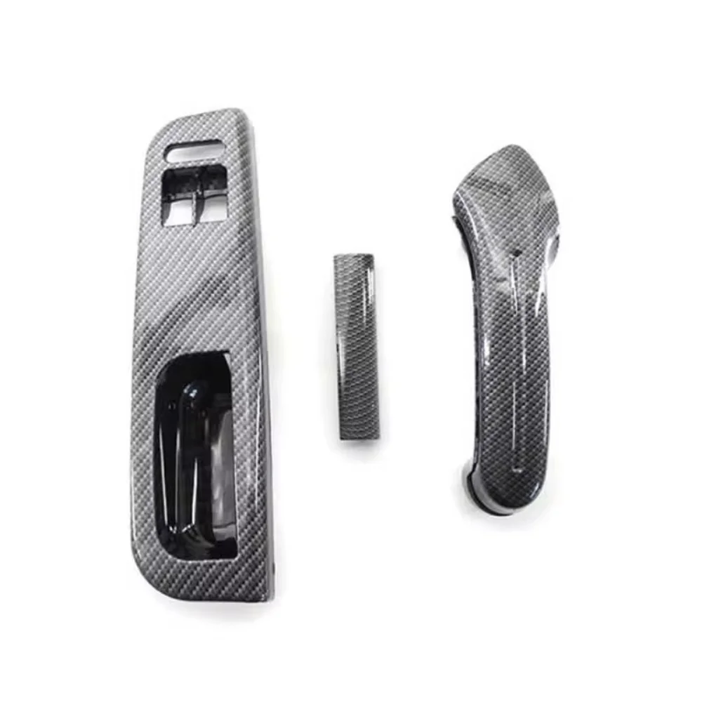 Car Driver Door Window Switch Cover Panel Bezel Passenger Door Pull Handle for VW GOLF MK4 2-Door LHD Carbon Fiber Texture