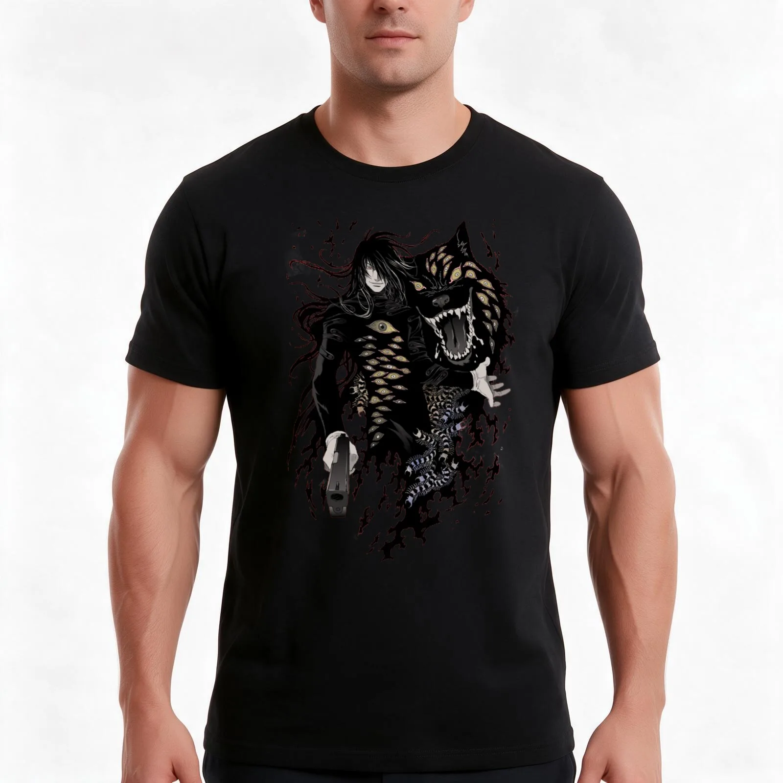 Hellsing Ultimate T-Shirt, Summer Casual Cotton Tee, Oversized Streetwear Tops, Vintage Graphic Print, Loose Fit Short Sleeve