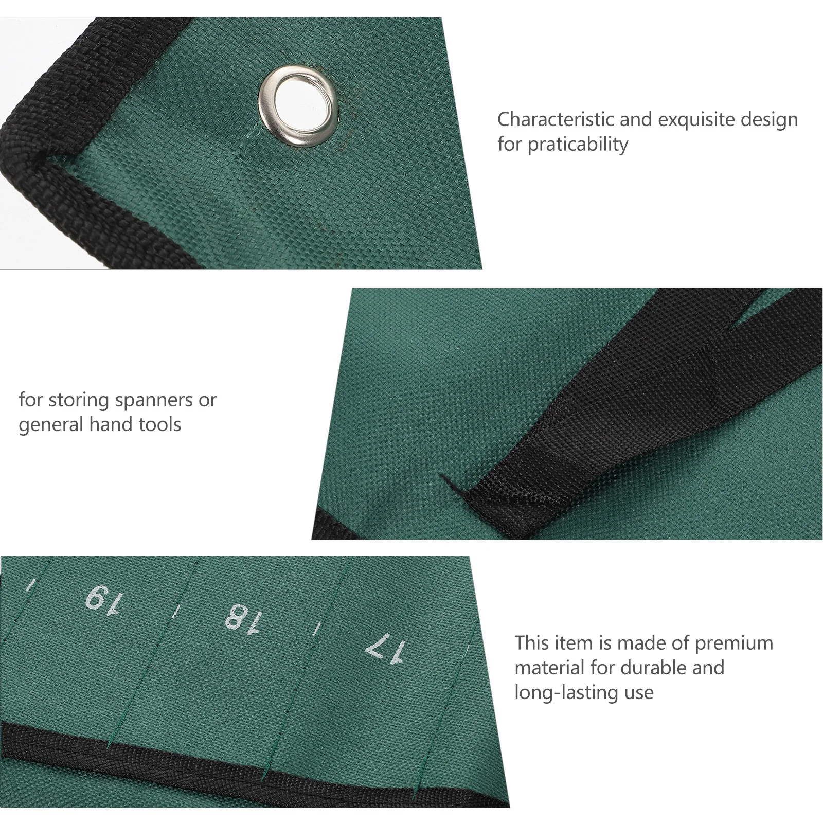 14-Pocket Wrench Organizer Canvas Tool Roll Up Bag Durable Storage Pouch for Spanner Repair Kit Portable Hardware Organizer Case