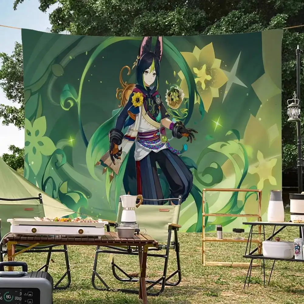 Tighnari Genshin Impact Small Size Cheerleading Banner Hand Pulled Flag Outdoor Atmosphere Flags