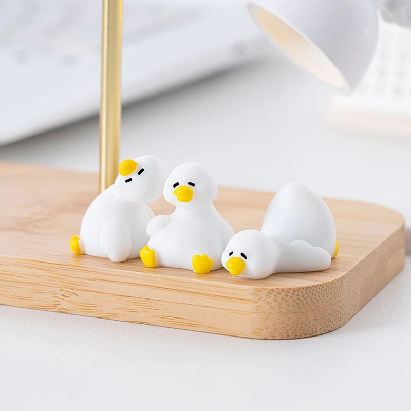 Figuritas en miniatura de pato blanco para decoración del hogar, adornos de micropaisaje de animales, accesorios de jardinería, escritorio