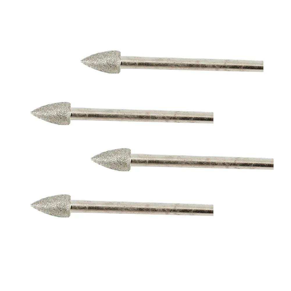 20pcs หัวเพชร 3.0mm Shank ทรงกระบอกจุดเคลือบแกะสลัก Burrs Lapidary เครื่องมือสําหรับหยกหินหินอ่อนโรตารี่เครื่องมือ
