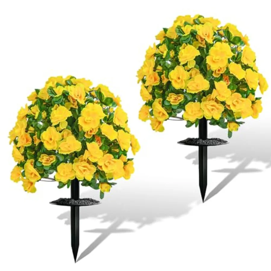 

Artificial Flowers for Outdoors, Faux Outdoor Plants Fake Plants Topiary Balls Artificial Outdoor Set of 2 with Ground Spike fo