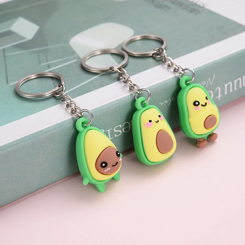 Creative Fruit Keychain Couple Avocado Bag Keychain Gift Pendant Cute Mini Avocado Doll Keychain Soft Rubber Backpack Pendant