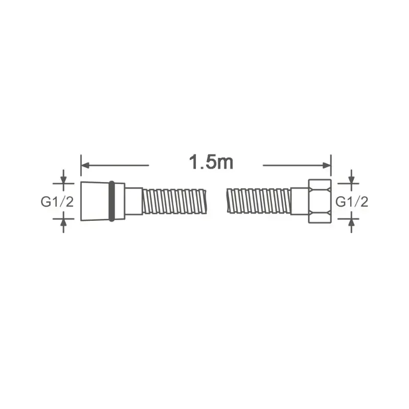 Black Shower Hose Bathroom Fitting PVC Soft Bath Tube 1.5 Meter Water Pipe