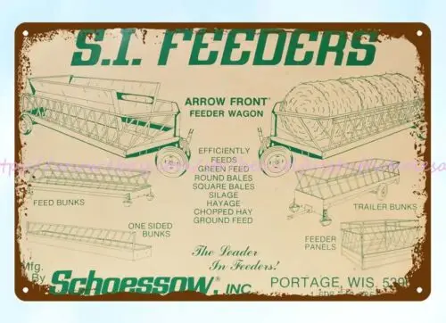 tin plaques S.I. Feeders wagon feed bunks Farm Equipment metal tin sign