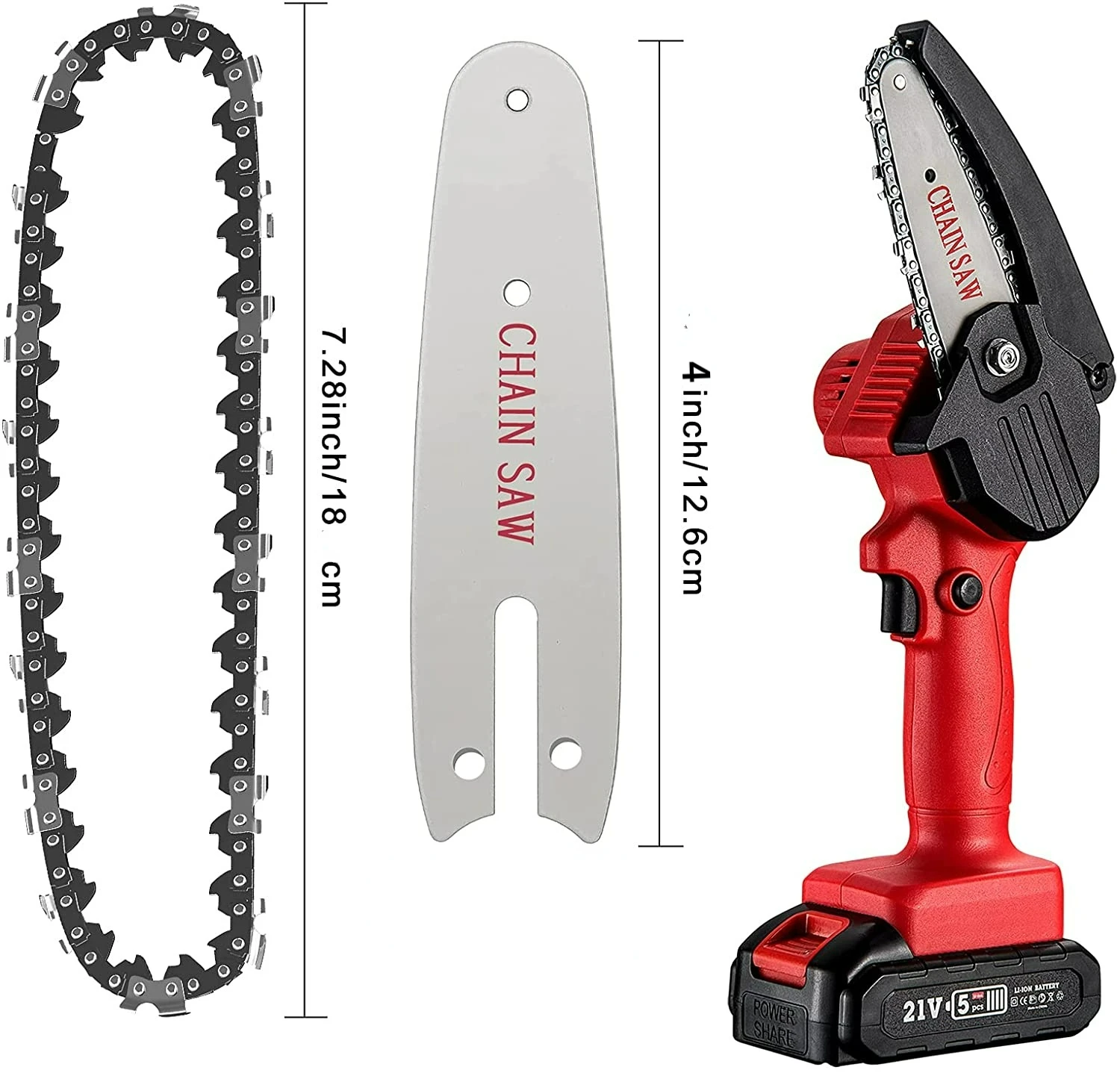 4 Inch Mini Chain Saw Chain Set and Mini Chainsaw Bars Set for 4 Inch Mini Cordless Handheld Electric Chainsaw Smooth Cutting